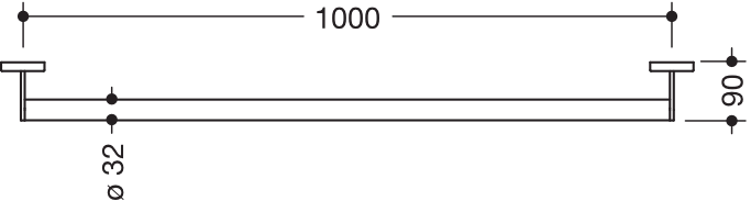 Mobiler Haltegriff, D:32, L=1000mm, pulverb. weiß tiefmatt