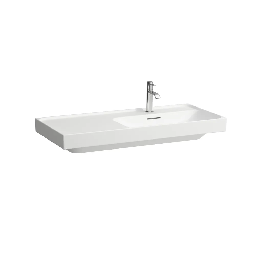 Waschtisch MEDA 460x1000x160 Ablage links 1 Hahnloch mit Überlauf Weiß