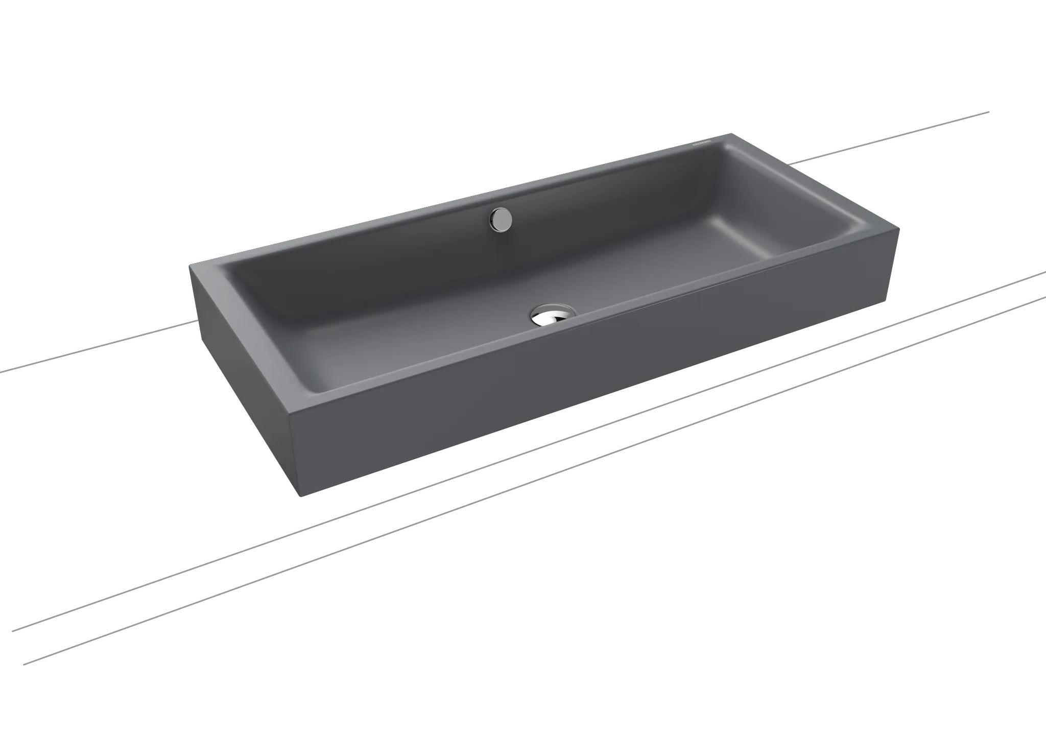 Aufsatzwaschtisch „Puro S“ 90 × 38,5 cm, ohne Hahnlochbohrung in cool grey 70, mit Perl-Effekt
