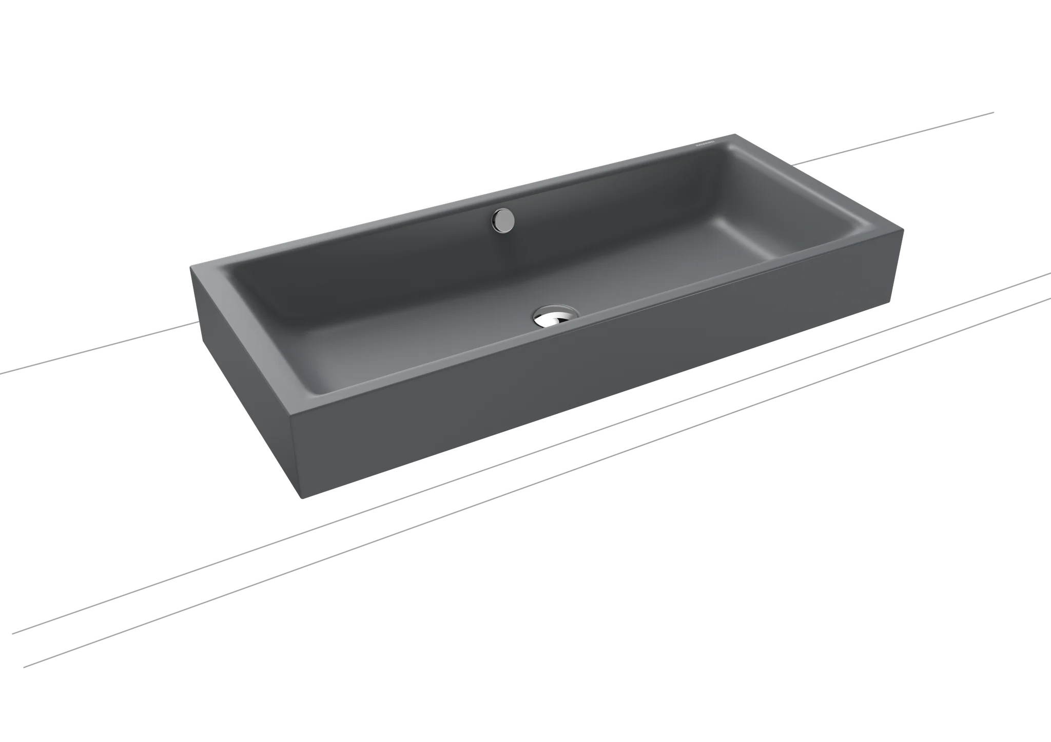 Aufsatzwaschtisch „Puro S“ 90 × 38,5 cm, ohne Hahnlochbohrung, mit Überlauf in cool grey 70 mit Perl-Effekt