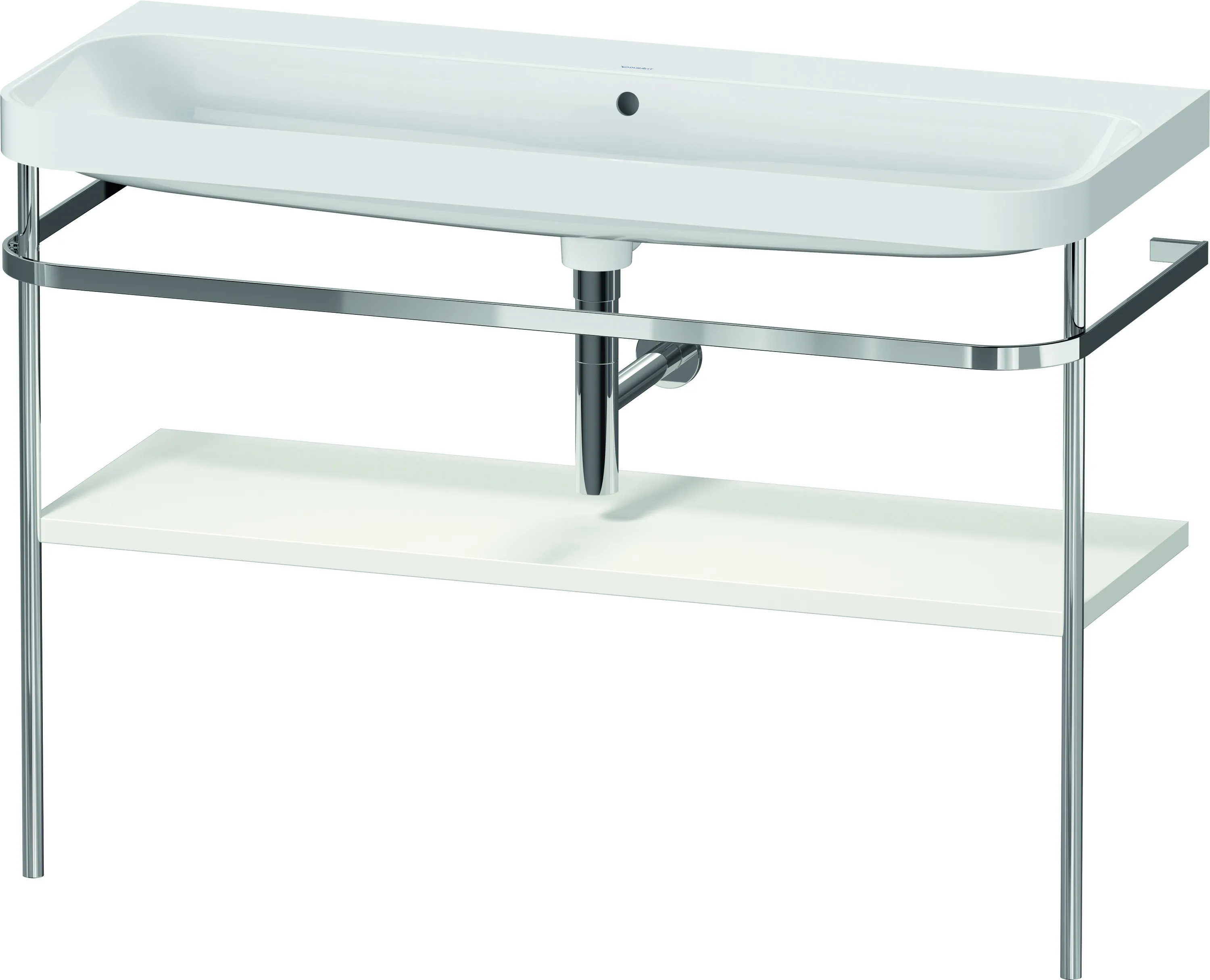 Duravit Waschtischunterschrank c-shaped Set mit Metallkonsole „Happy D.2 Plus“ 117,5 × 85 × 49 cm in Nordic Weiß Seidenmatt