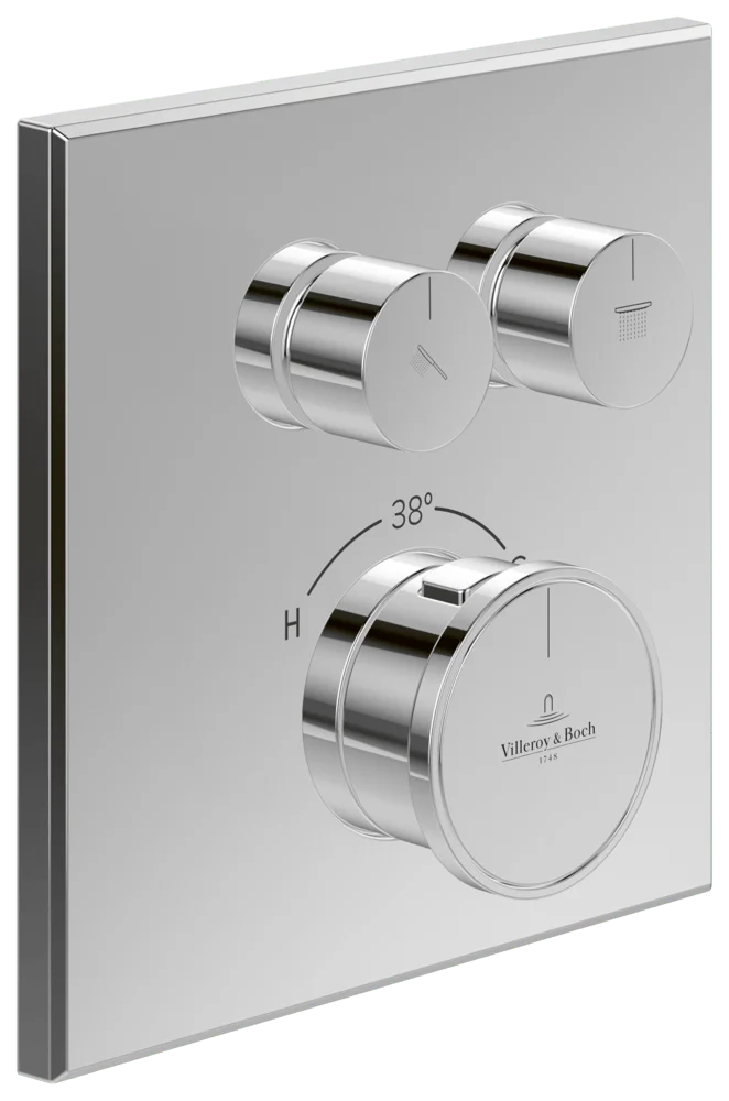Villeroy & Boch Vea Unterputz-Thermostat, Chrom, 157x45x157 mm, Zweiwege-Mengenregulierung