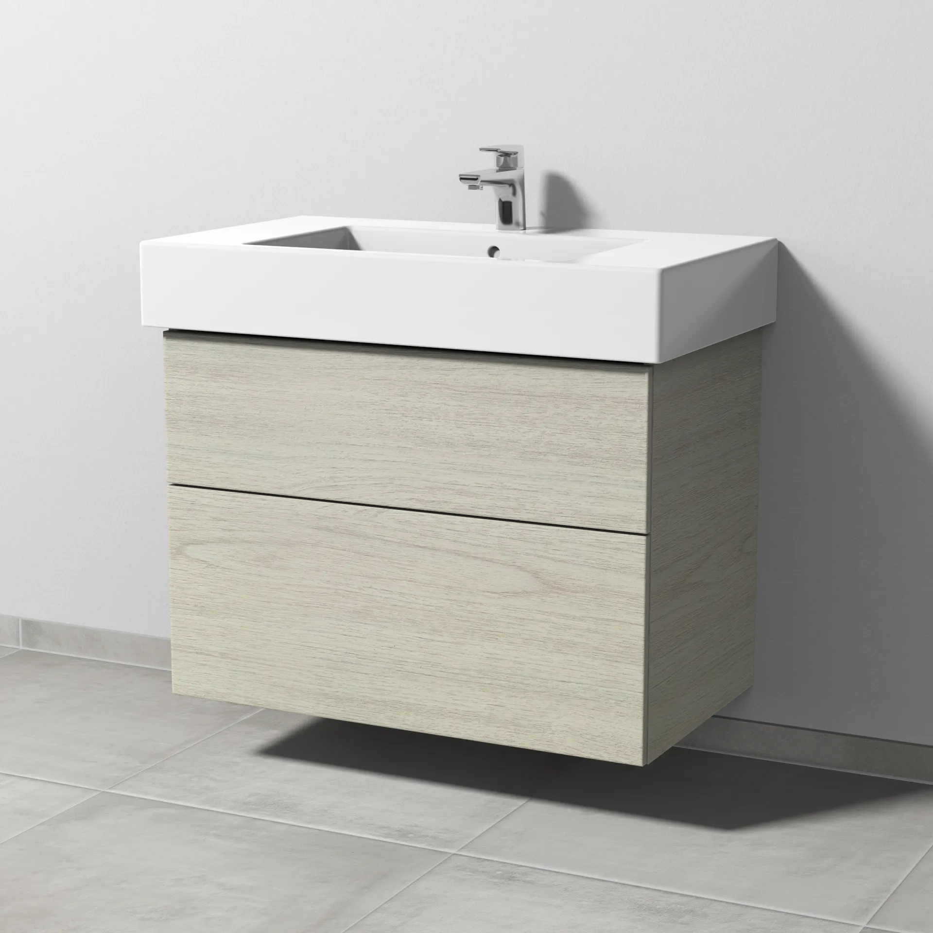 Sanipa Waschtischunterschrank „3way“ 800 × 593 × 467 mm in White Oak Sanipa Waschtischunterschrank „3way“ 800 × 593 × 467 mm in White Oak
