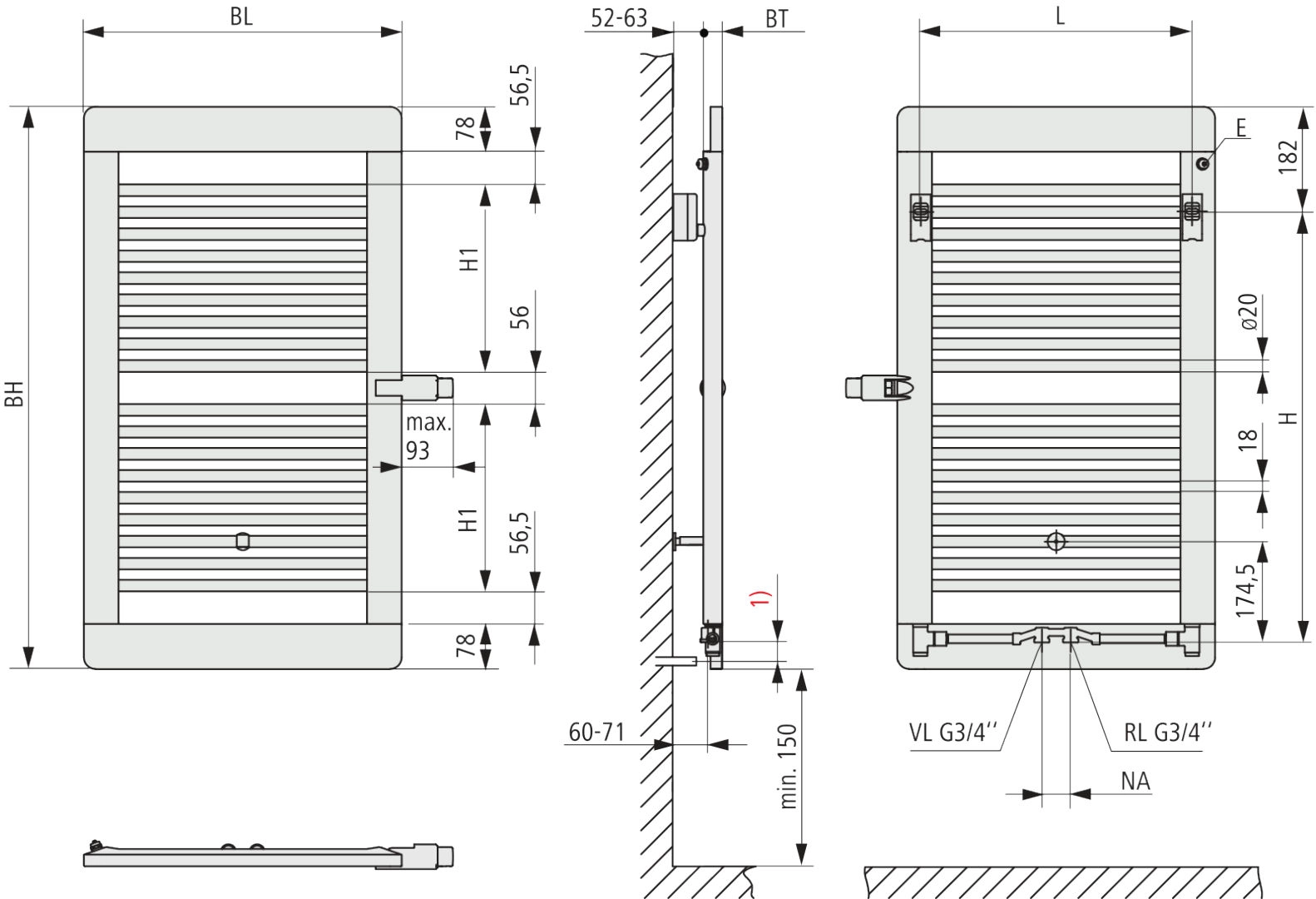 Kermi Design-Heizkörper „Credo® plus“ 55 × 97,3 cm