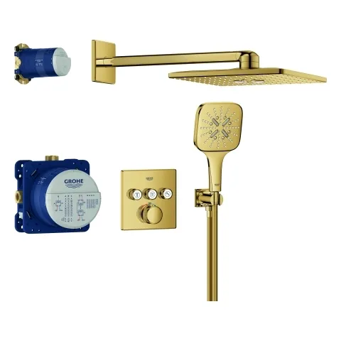Grohe Unterputz-Armatur eckige Form „Grohtherm“ SmartControl Ausladung 400 mm in cool sunrise, Sonderpreis Grohe Unterputz-Armatur eckige Form „Grohtherm“ SmartControl Ausladung 400 mm in cool sunrise, Sonderpreis