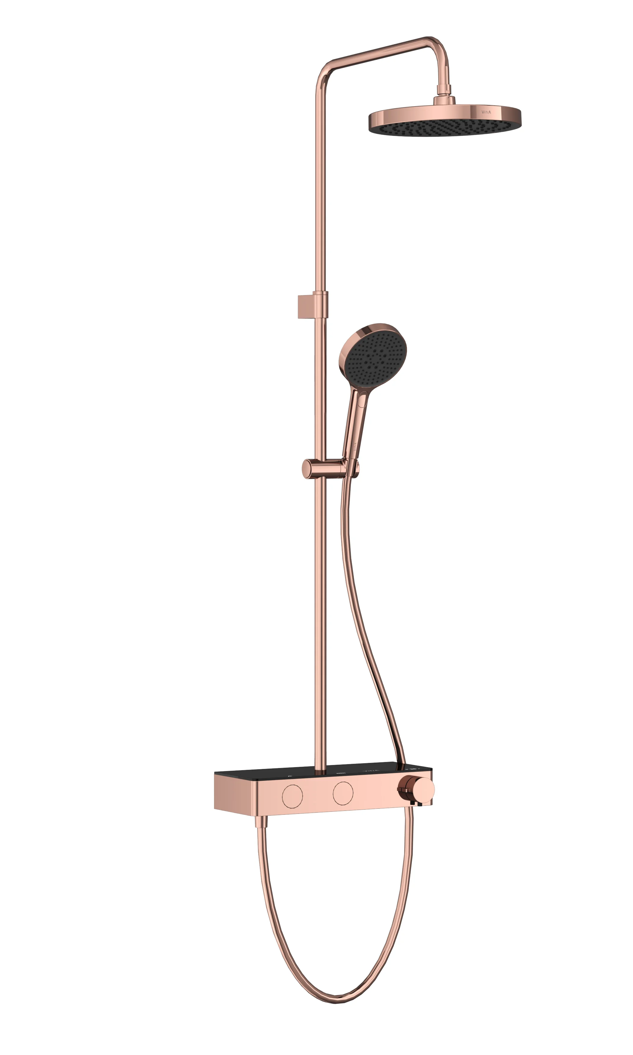 Core Round Thermostat-Duschsystem mit Kopf- und Handbrause Wandmontage Kupfer Soft Core Round Thermostat-Duschsystem mit Kopf- und Handbrause Wandmontage Kupfer Soft