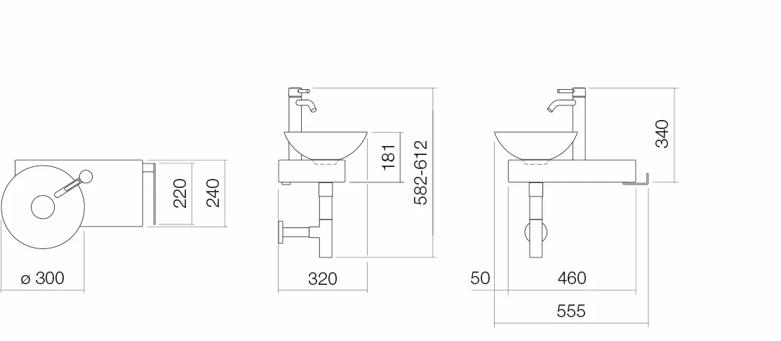 Alape Waschplatz „PN-Serie“ 320 × 597 mm in Alpinweiß, links Alape Waschplatz „PN-Serie“ 320 × 597 mm in Alpinweiß, links