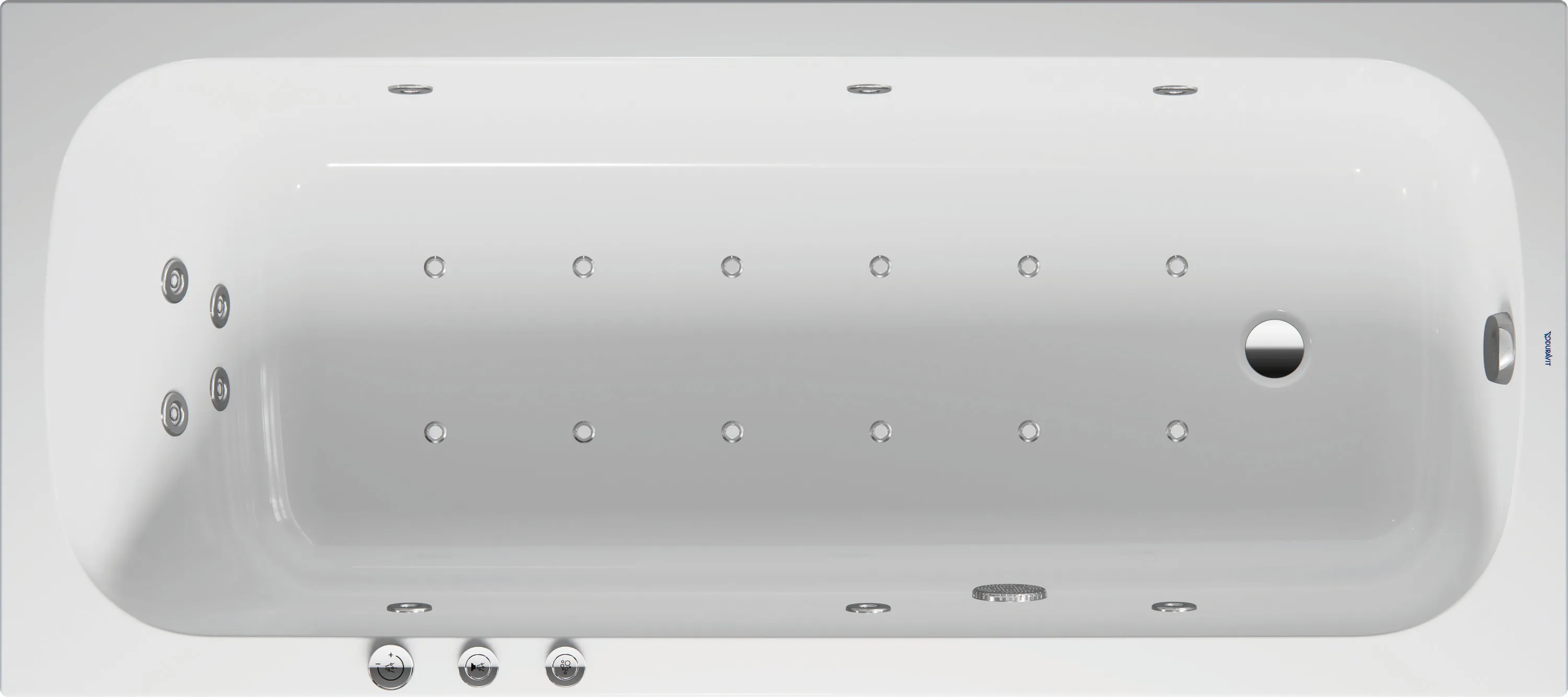 Duravit Whirlwanne „Qatego“ rechteck 1800 × 800 mm, Fußablauf mit Combi-System P, in Weiß Duravit Whirlwanne „Qatego“ rechteck 1800 × 800 mm, Fußablauf mit Combi-System P, in Weiß