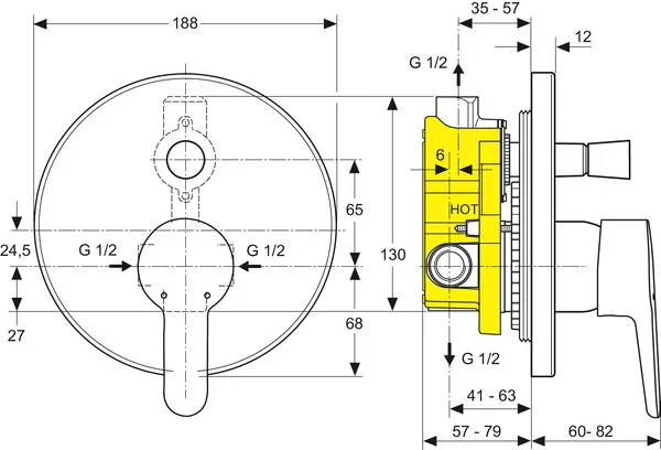 Ideal Standard Badearmatur Unterputz CONNECT BLUE Bausatz 2 Chrom Ideal Standard Badearmatur Unterputz CONNECT BLUE Bausatz 2 Chrom