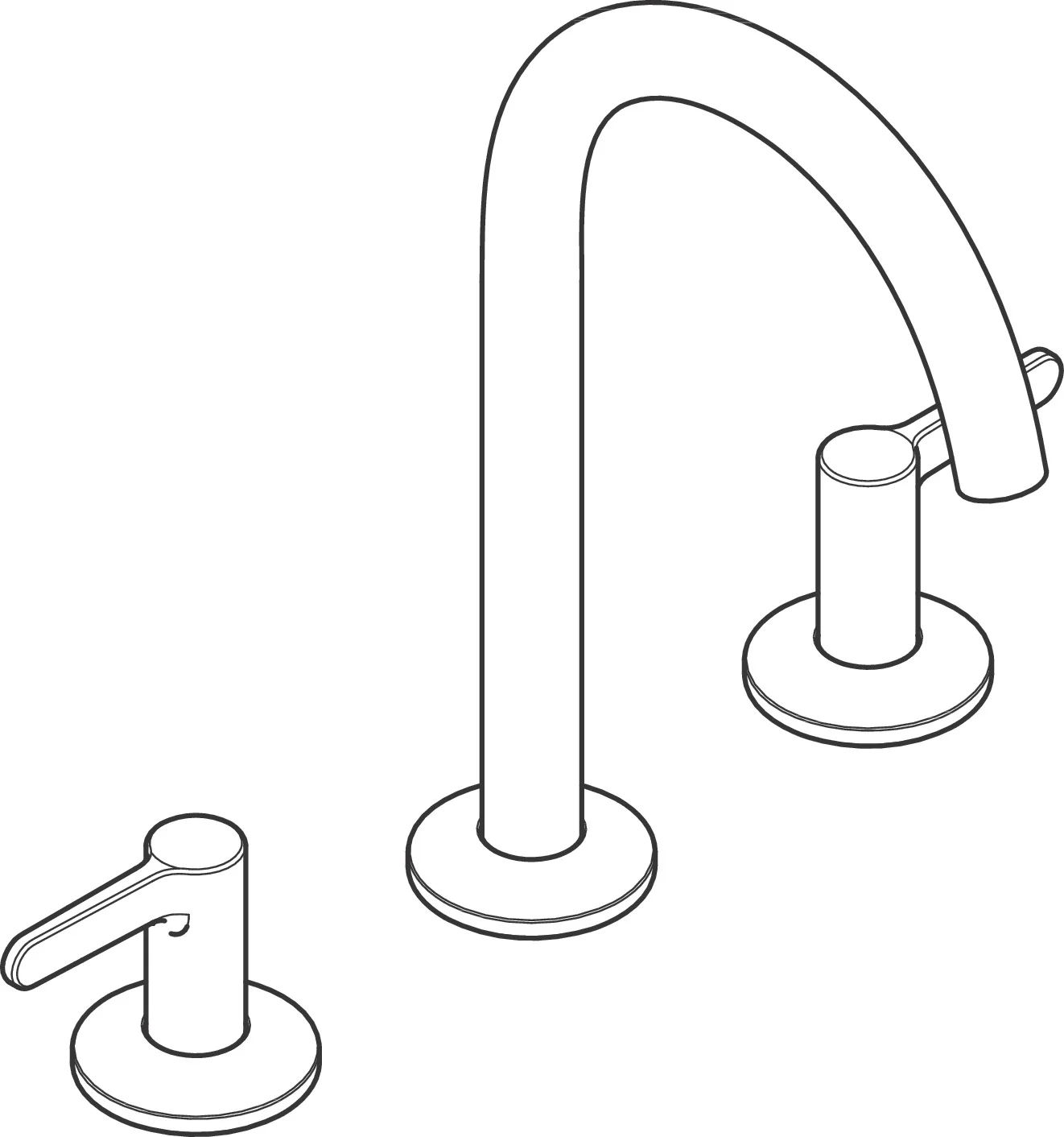 Hansgrohe AXOR One 3-Loch Waschtischarmatur Chrom, ComfortZone 170, Ausladung 140 mm, Auslaufhöhe 169 mm, Hebelgriff, Push-Open Ablaufgarnitur G 11/4