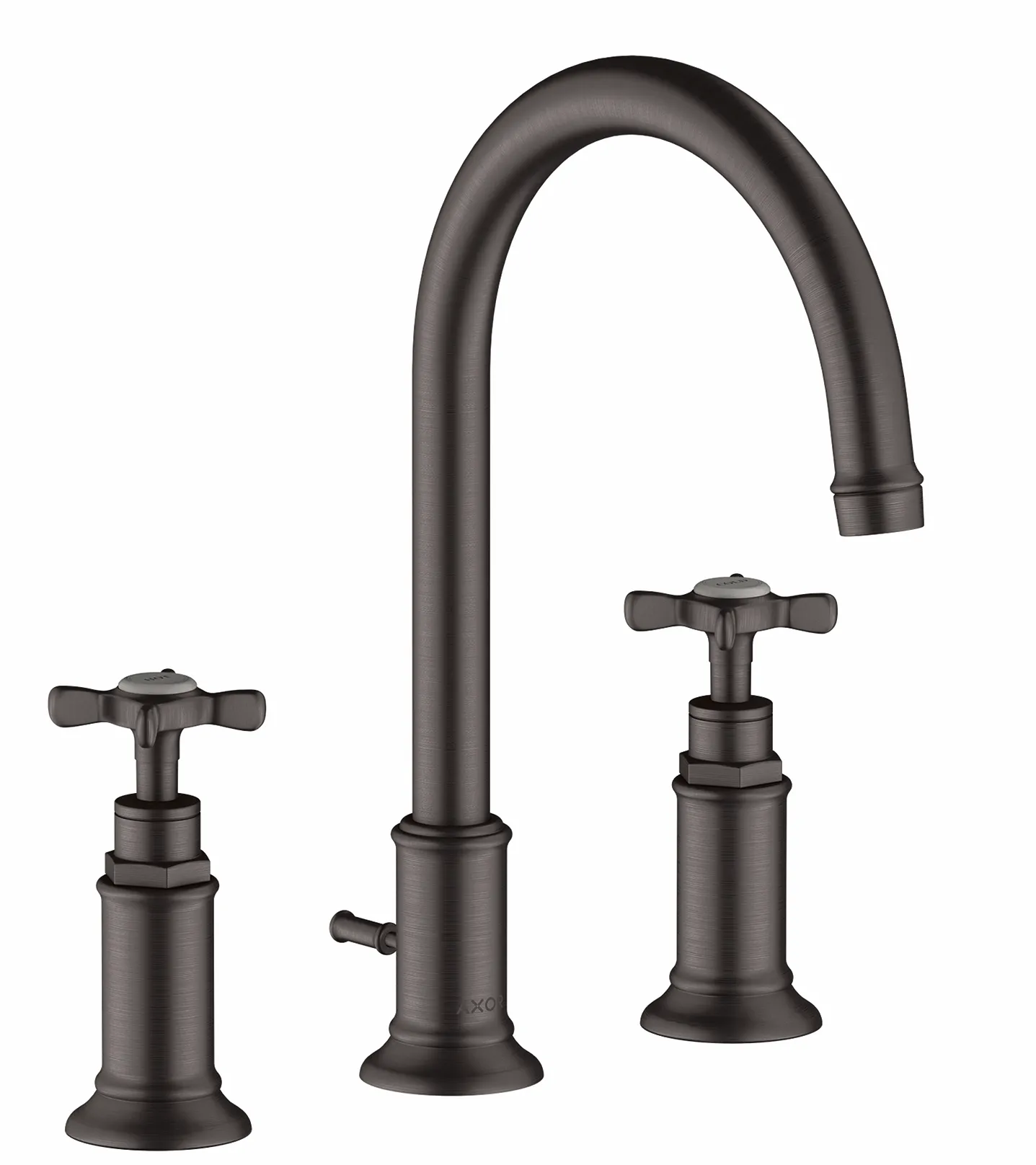 Hansgrohe AXOR Montreux 3-Loch Waschtischarmatur Brushed Black Chrome, ComfortZone 180, Ausladung 175 mm, Kreuzgriff, Laminarstrahl, max. Durchfluss 5 l/min