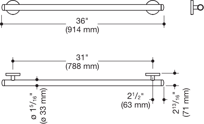 HEWI Haltegriff „System 800K“ in Rubinrot