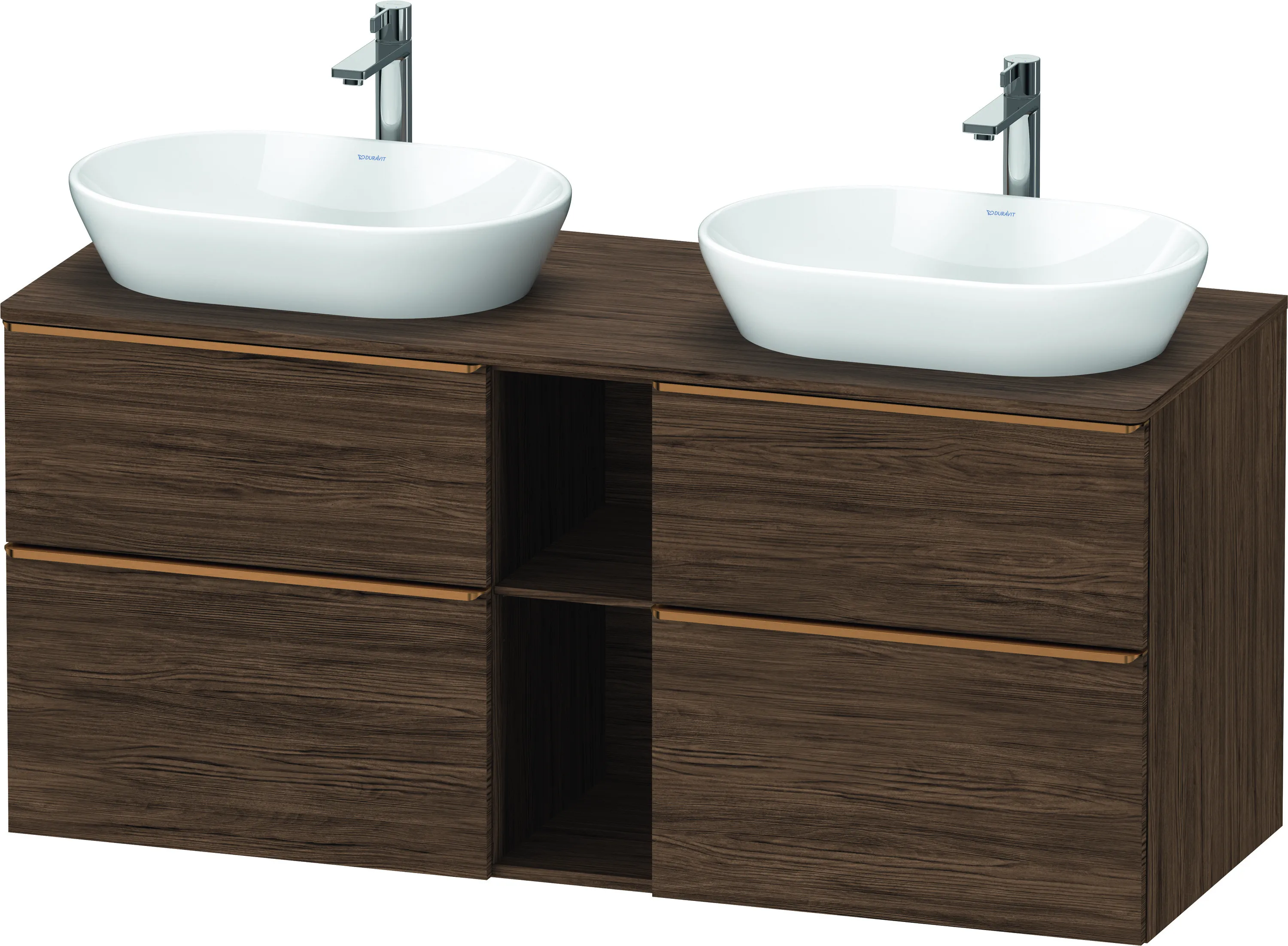 Duravit Waschtischunterschrank wandhängend „D-Neo“ 140 × 66,4 × 55 cm Nussbaum Dunkel
