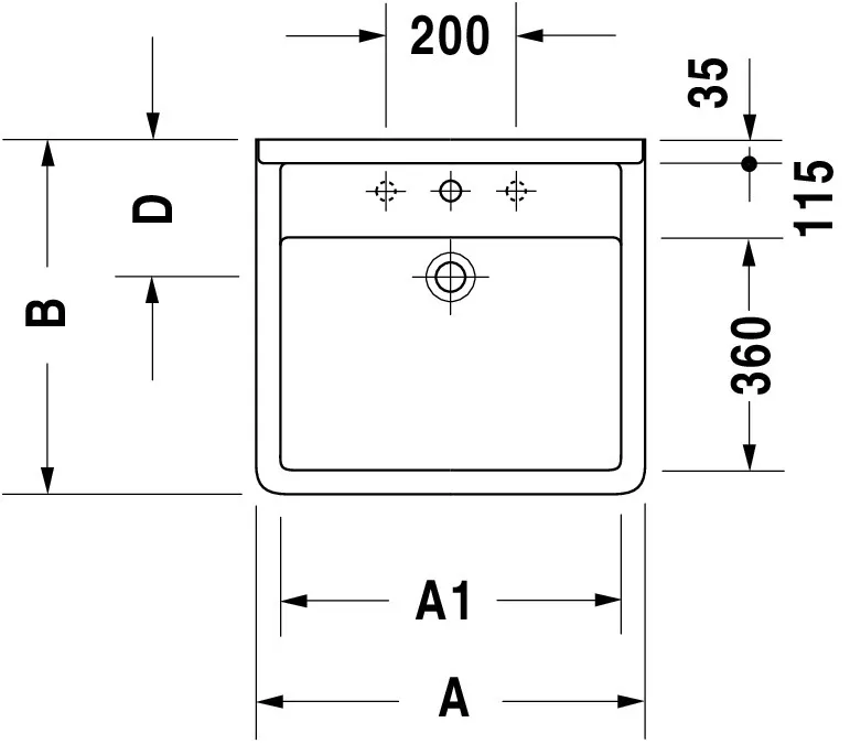Wandwaschtisch „Starck 3“, mit Überlauf, Hahnlochposition mittig Wandwaschtisch „Starck 3“, mit Überlauf, Hahnlochposition mittig