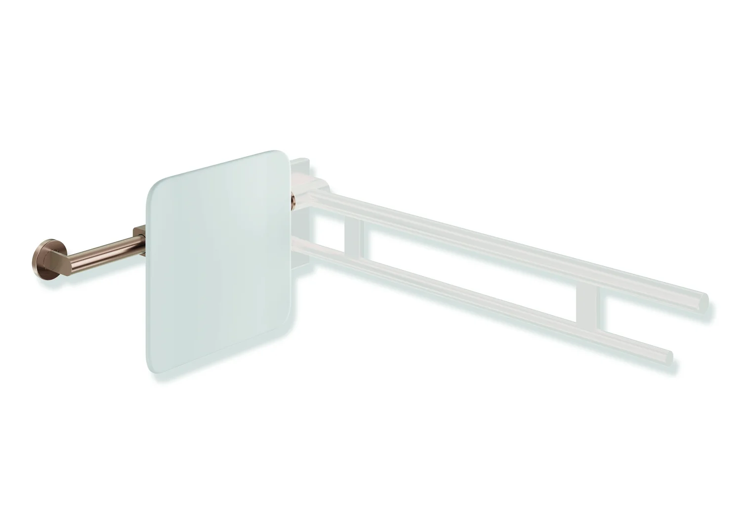 HEWI Rückensstütze System 900, PVD-beschichtet, Kupfer gebürstet, Achsmaß verstellbar 564-664 mm, Tiefe 150 mm, einseitige Wandmontage mit Rosetten (rechts), Montage an Stützklappgriffen, Design (A) HEWI Rückensstütze System 900, PVD-beschichtet, Kupfer gebürstet, Achsmaß verstellbar 564-664 mm, Tiefe 150 mm, einseitige Wandmontage mit Rosetten (rechts), Montage an Stützklappgriffen, Design (A)