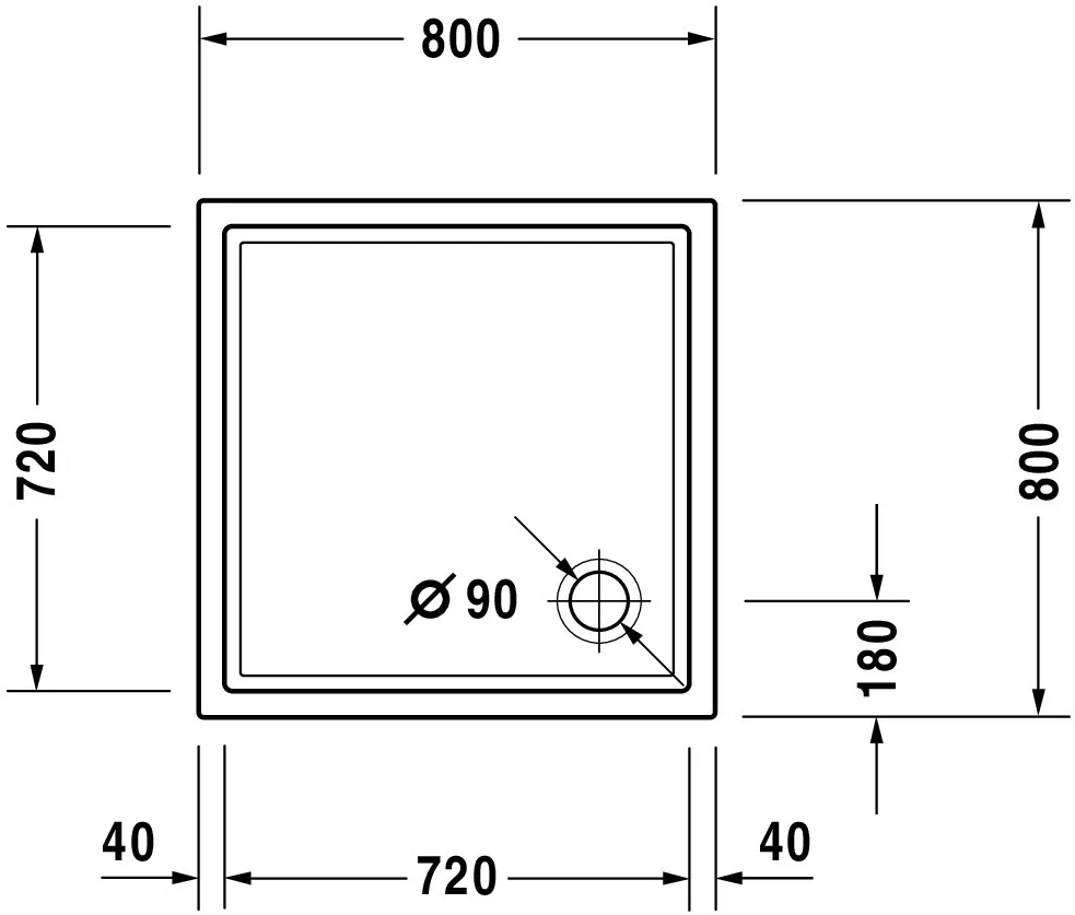 Duravit quadrat Duschwanne „Starck Slimline“ 80 × 80 cm 