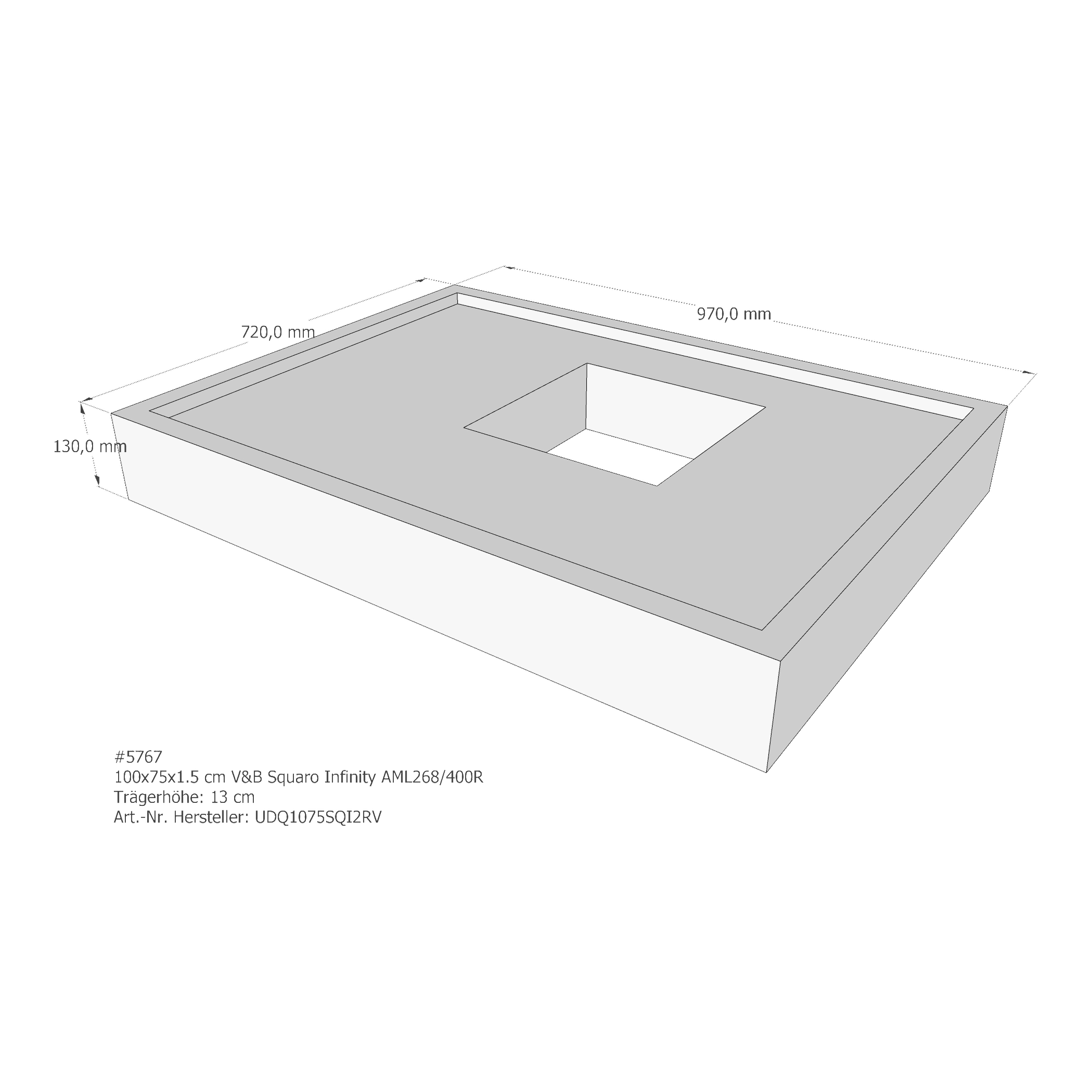 Duschwannenträger für Villeroy & Boch Squaro Infinity 100 × 75 × 1,5 cm