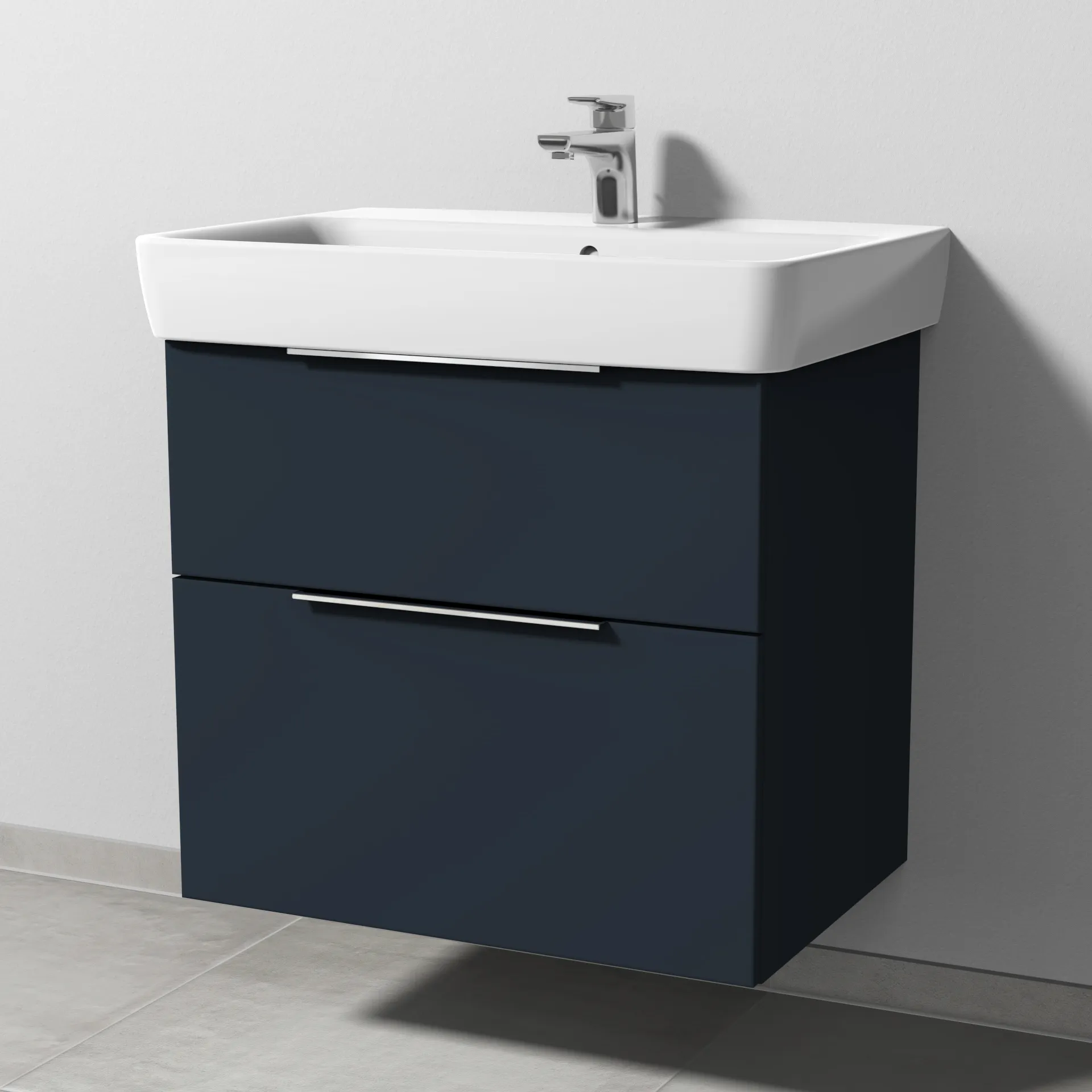 Sanipa Waschtischunterschrank „3way“ 635 × 588 × 407 mm in Marine (matt), Becken mittig Sanipa Waschtischunterschrank „3way“ 635 × 588 × 407 mm in Marine (matt), Becken mittig