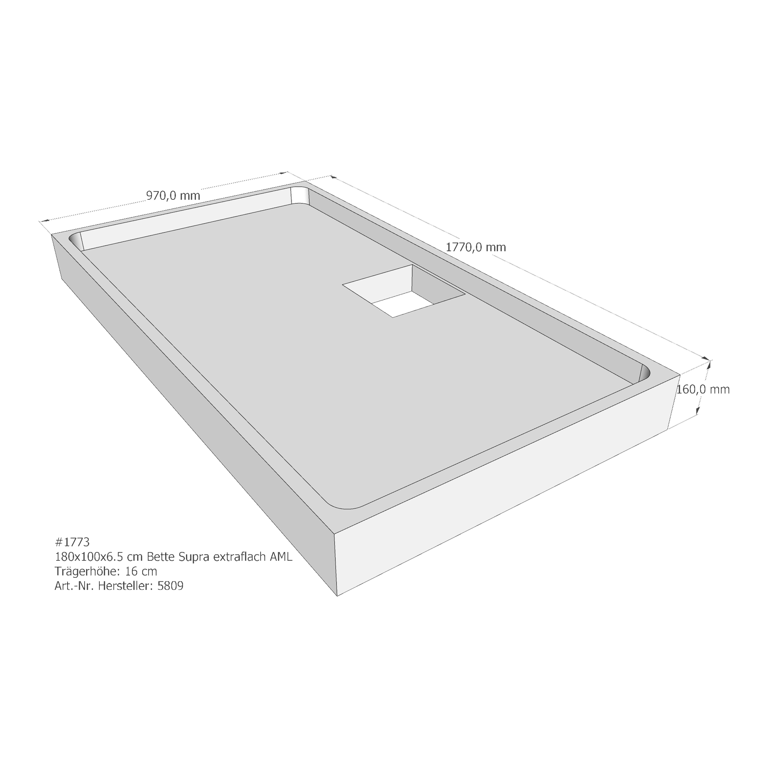Duschwannenträger für Bette Supra (extraflach) 180 × 100 × 6,5 cm Breite: 100 cm / Länge: 180 cm Duschwannenträger für Bette Supra (extraflach) 180 × 100 × 6,5 cm Breite: 100 cm / Länge: 180 cm