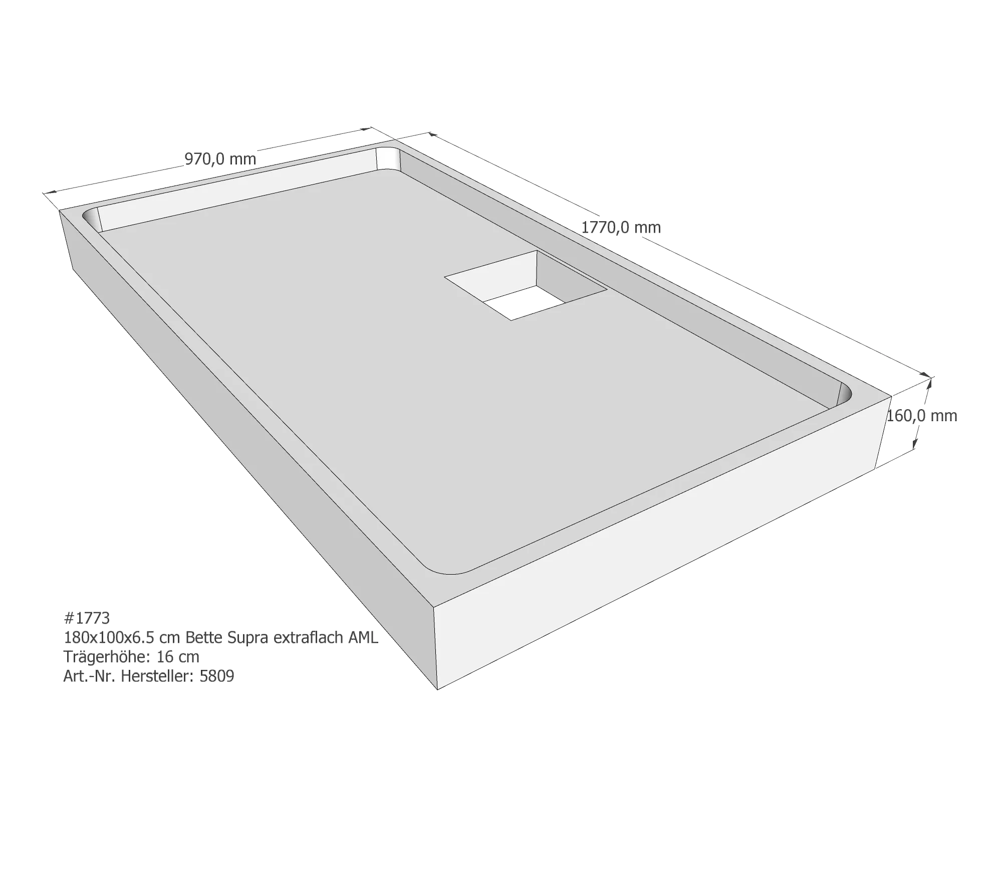 Duschwannenträger passend für Bette BetteSupra (extraflach) 180 × 100 × 6,5 cm Breite: 100 cm / Länge: 180 cm Duschwannenträger passend für Bette BetteSupra (extraflach) 180 × 100 × 6,5 cm Breite: 100 cm / Länge: 180 cm