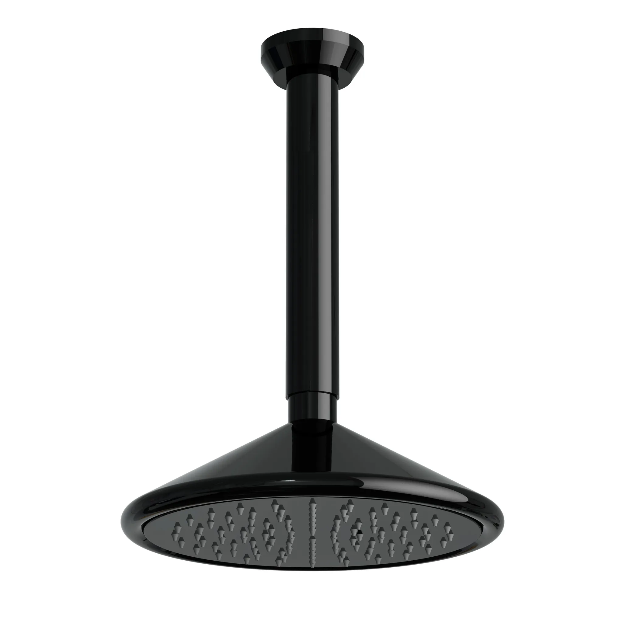 Liquid Kopfbrause mit Deckenarm Form rund Durchmesser 28 cm Deckenmontage Schwarz Hochglanz