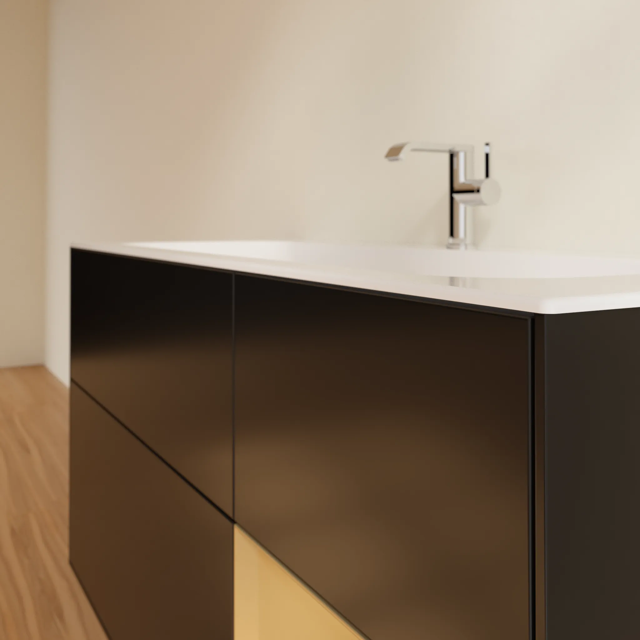 Villeroy & Boch Waschtischunterschrank „Finion“ für Schrankwaschtisch 1196 × 591 × 498 mm Black Matt Lacquer, für Becken mittig Villeroy & Boch Waschtischunterschrank „Finion“ für Schrankwaschtisch 1196 × 591 × 498 mm Black Matt Lacquer, für Becken mittig