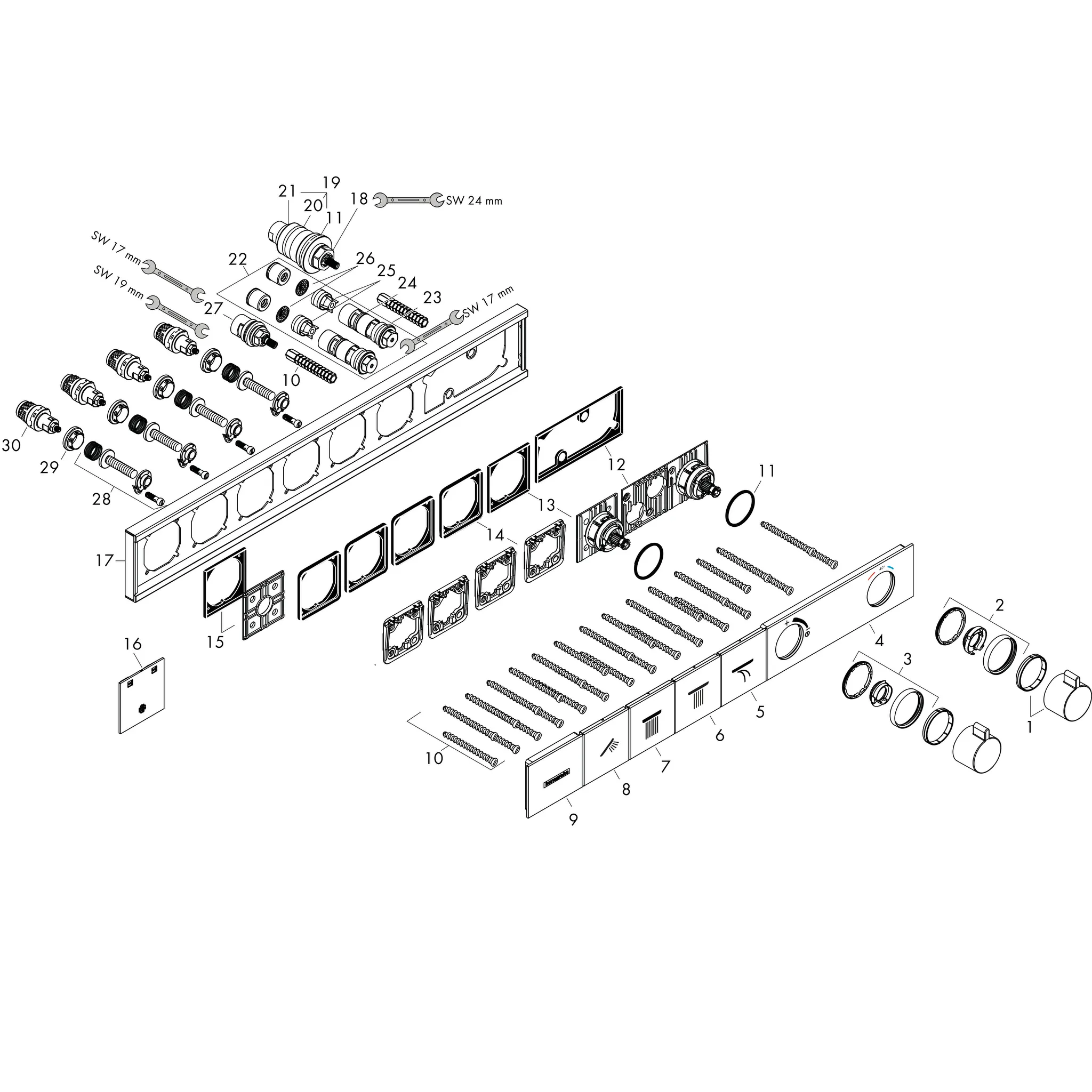 Hansgrohe RainSelect Thermostat Unterputz für 4 Verbraucher, Mattschwarz Hansgrohe RainSelect Thermostat Unterputz für 4 Verbraucher, Mattschwarz