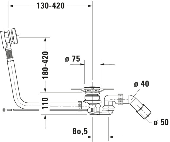 Duravit Ab- und Überlaufgarnitur für Badewannen mit Zulauf Modell 791228