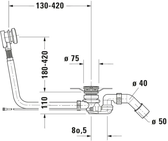 Duravit Ab- und Überlaufgarnitur für Badewannen mit Zulauf Modell 791228 Duravit Ab- und Überlaufgarnitur für Badewannen mit Zulauf Modell 791228