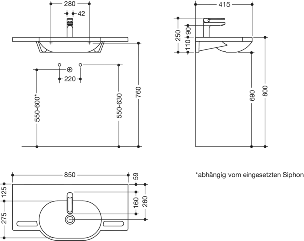 HEWI Produktset Waschtisch und Armatur PG87, alpinweiß, 850x415 mm HEWI Produktset Waschtisch und Armatur PG87, alpinweiß, 850x415 mm