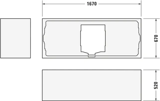 Duravit Badewanne „D-Code“ rechteck 170 × 70 cm, Mittelablauf