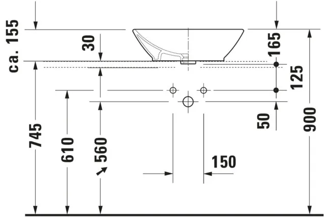 Aufsatzbecken Bacino 550 mm rechteckig, mit ÜL, ohne HLB, weiß Aufsatzbecken Bacino 550 mm rechteckig, mit ÜL, ohne HLB, weiß