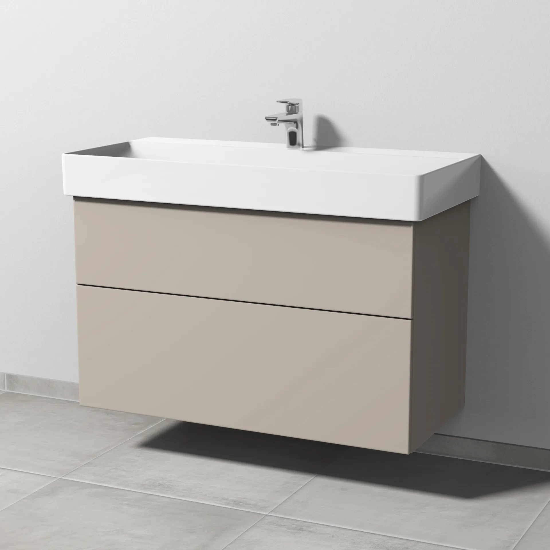 Sanipa Waschtischunterschrank „3way“ passend zu Keramik-Waschtische Dura Square von Duravit 950 × 588 × 447 mm in Kaschmir (matt)