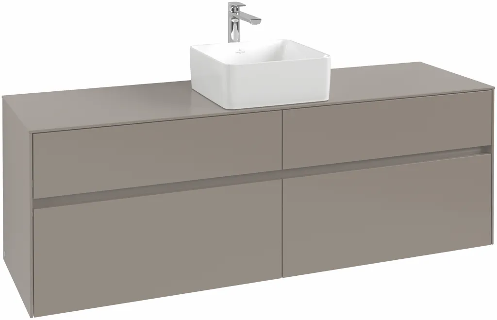 Villeroy & Boch Waschtischunterschrank „Collaro“ 1600 × 548 × 500 mm Soft Green, mit Beleuchtung, für Becken mittig