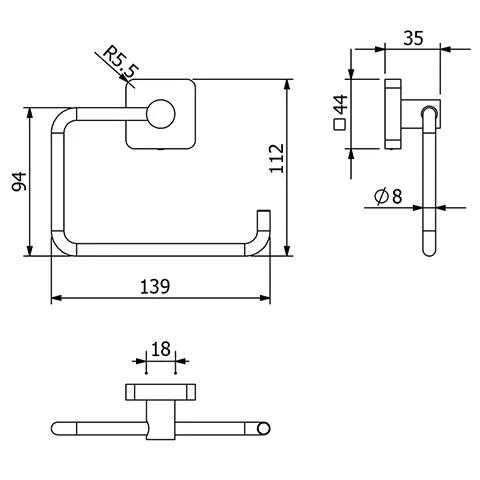 Kludi VELA S Toilettenpapierhalter ohne Ablage mattschwarz