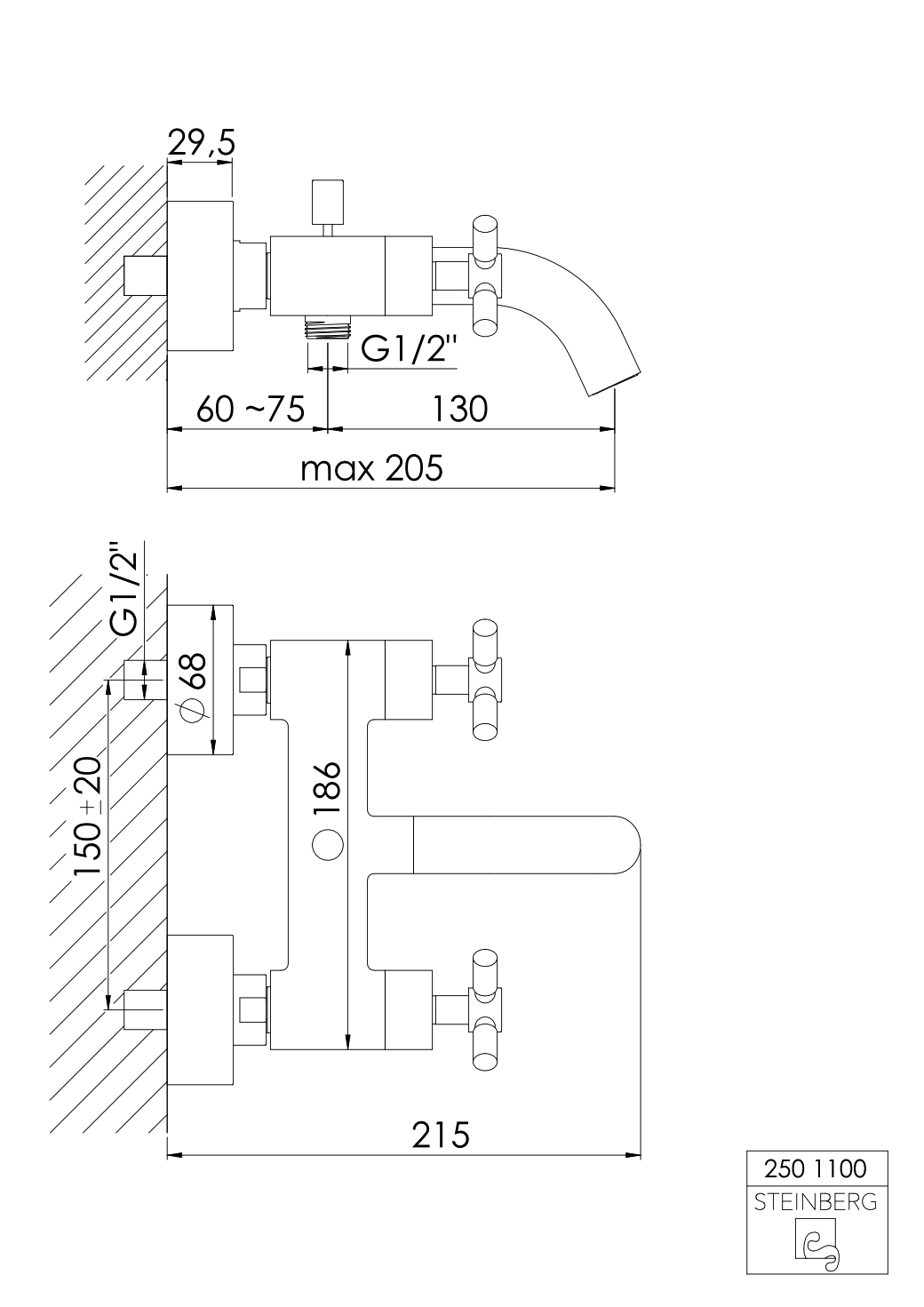 250 Wanne/Brause-Armatur 1/2 mit Umsteller 250 Wanne/Brause-Armatur 1/2 mit Umsteller
