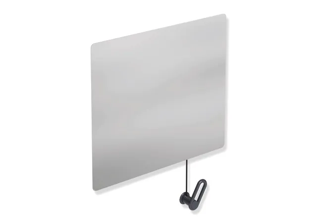 HEWI Kippspiegel der Serie 801, Kristallspiegel mit Splitterschutzfolie, anthrazitgrau, 599x540 mm