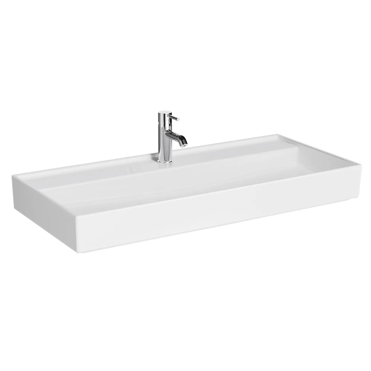 VitrA ArchiPlan Waschtisch 100 x 46 cm rechteckig wandgebunden mit Hahnloch ohne Überlaufloch Weiß Hochglanz