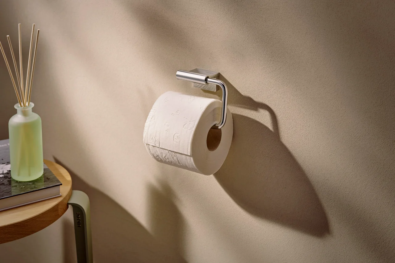 Hansgrohe AddStoris S Papierrollenhalter, Chrom, Wandmontage mit verdeckter Befestigung Hansgrohe AddStoris S Papierrollenhalter, Chrom, Wandmontage mit verdeckter Befestigung