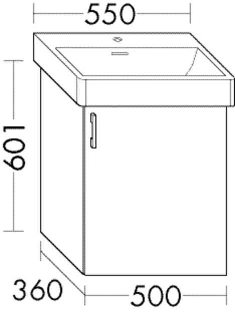 Waschtischunterschrank Sys30 PG1 Aqua von burgbad – 360 mm tief, 500 mm breit, 601 mm hoch, 1 Tür