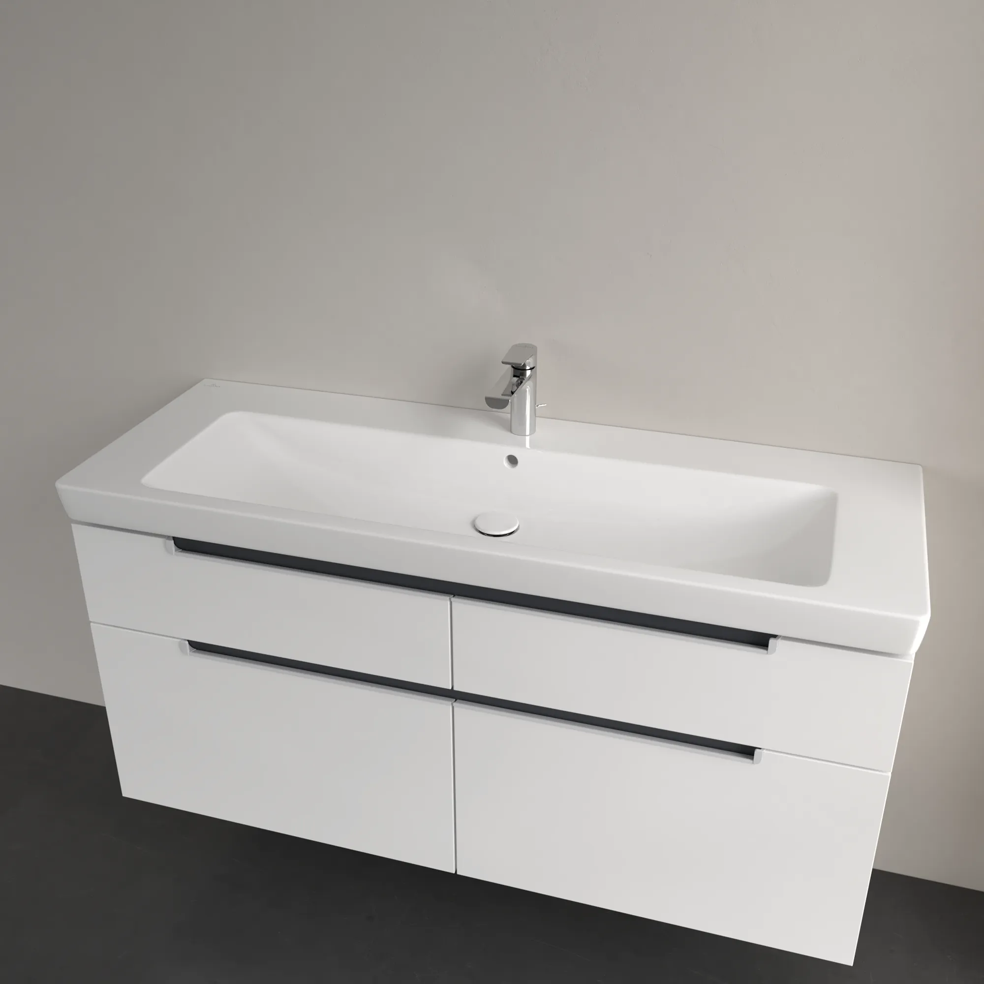 Wandwaschtisch „Subway 2.0“ 130 × 47 × 16 cm, mittig, mit Hahnlochbank, mit Hahnlochbohrung, Hahnlochposition mittig Wandwaschtisch „Subway 2.0“ 130 × 47 × 16 cm, mittig, mit Hahnlochbank, mit Hahnlochbohrung, Hahnlochposition mittig