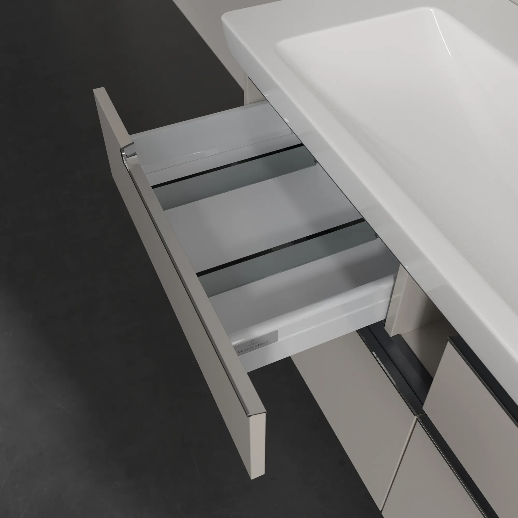 Villeroy & Boch Waschtischunterschrank „Subway 2.0“ 128,7 × 59 × 44,9 × 44,9 cm Soft Grey, mittig, ohne Beleuchtung