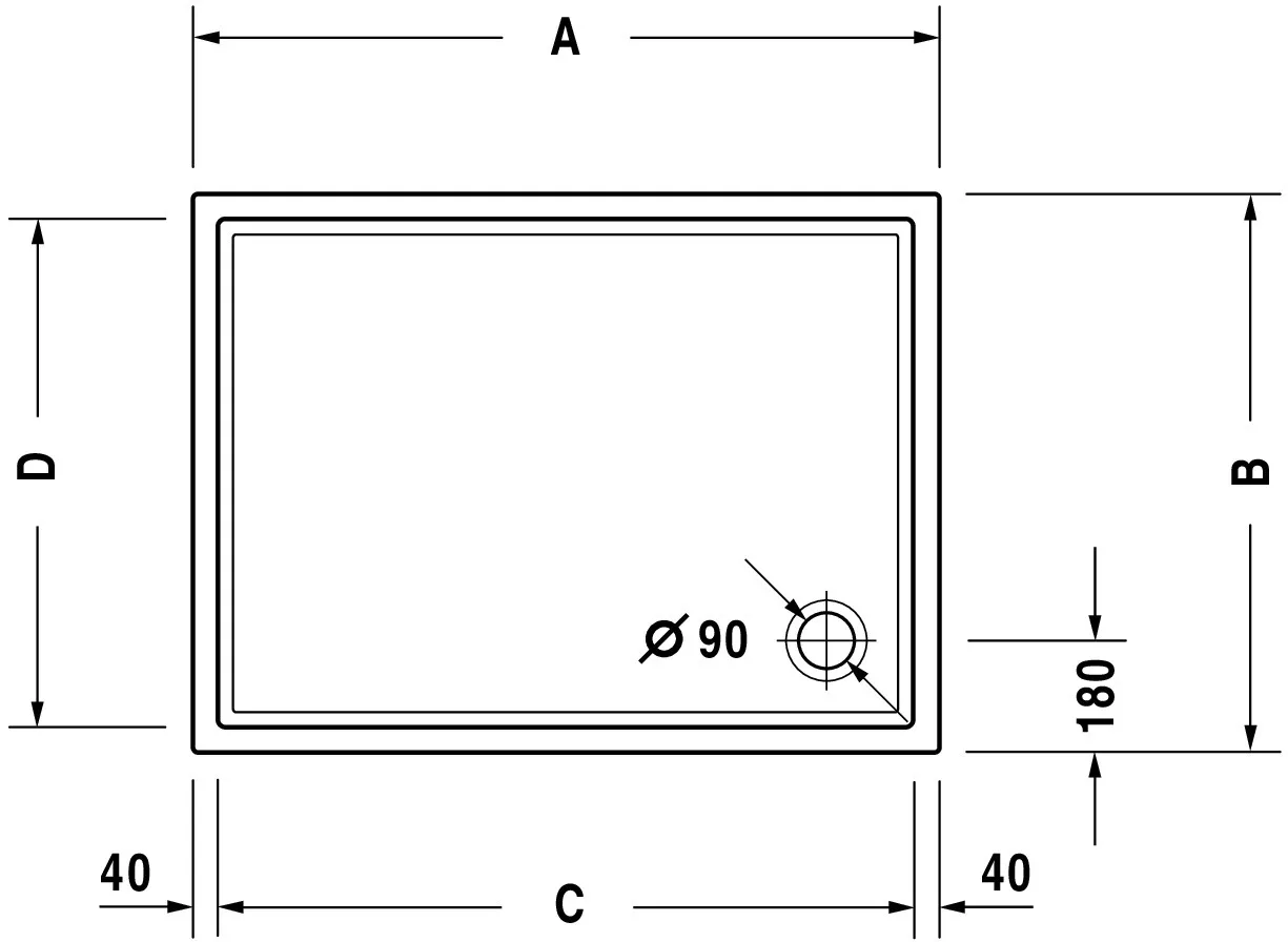 Duravit rechteck Duschwanne „Starck Slimline“ 120 × 80 cm 