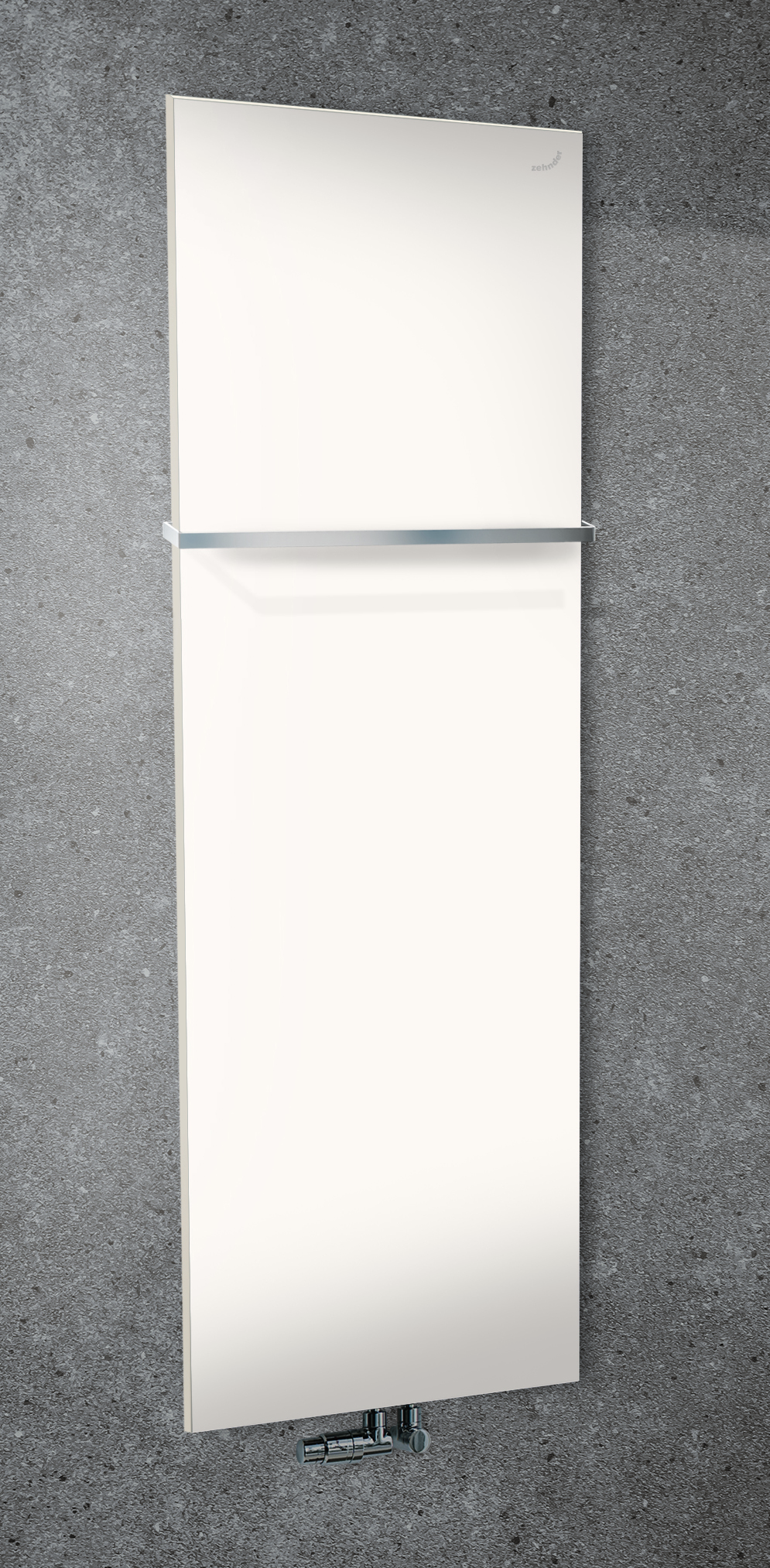 Zehnder Design-Heizkörper „Fina Lean Bar“ für Warmwasser-Zentralheizung mit 50 mm-Mittelanschluss 60 × 130 cm in Verkehrsweiß (RAL 9016, glänzend)
