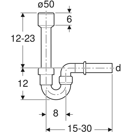 Rohrbogengeruchsverschluss für Ausgussbecken, mit Wandrosette, Abgang horizontal: d=40mm, weiß-alpin Rohrbogengeruchsverschluss für Ausgussbecken, mit Wandrosette, Abgang horizontal: d=40mm, weiß-alpin