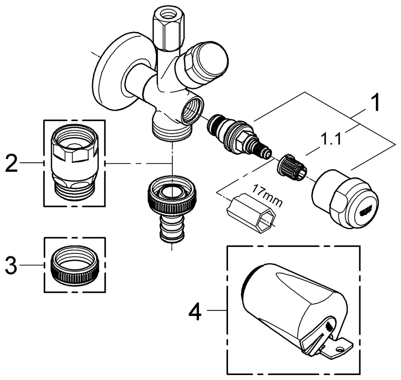 Grohe Original WAS Kombi-Eckventil 41070, DN 10, Wandmontage, chrom Grohe Original WAS Kombi-Eckventil 41070, DN 10, Wandmontage, chrom