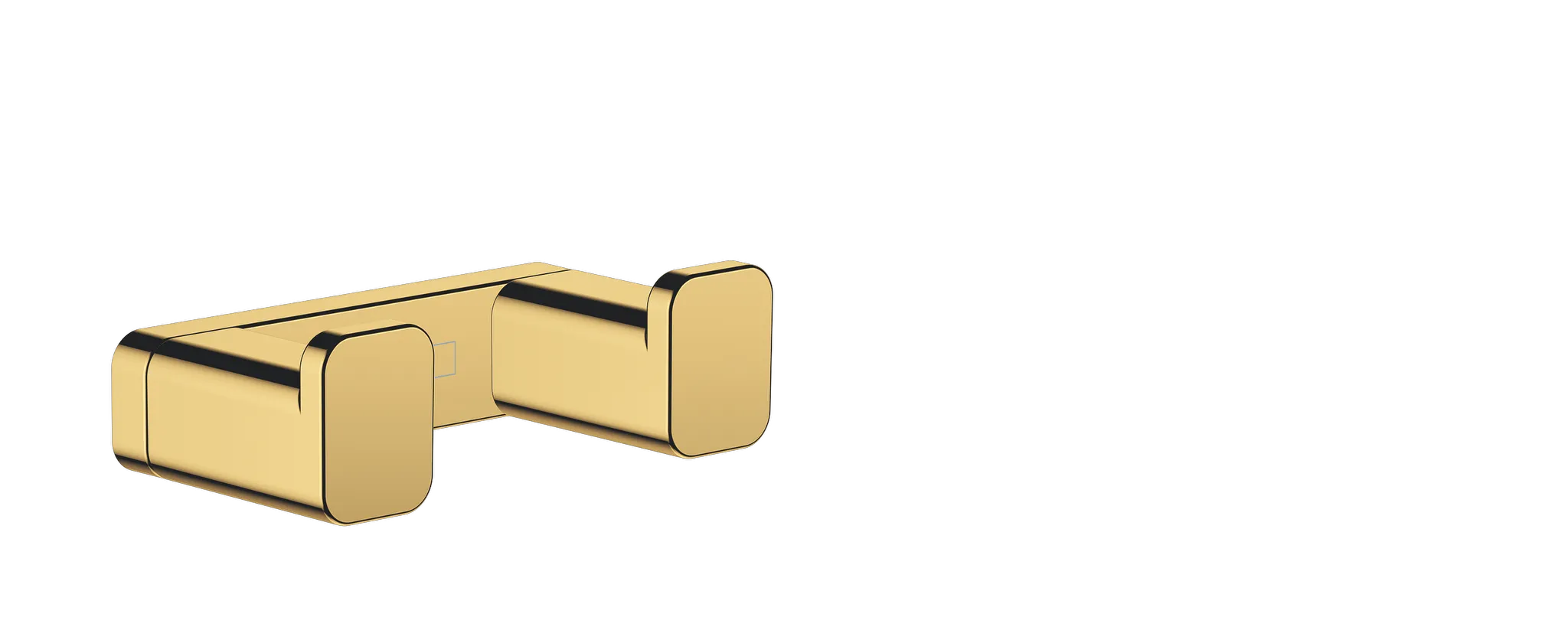 Hansgrohe AddStoris Q Doppelhaken Polished Gold Optic Wandmontage Metall verdeckte Befestigung Bohrabstand 50 mm Durchmesser Bohrloch 6 mm