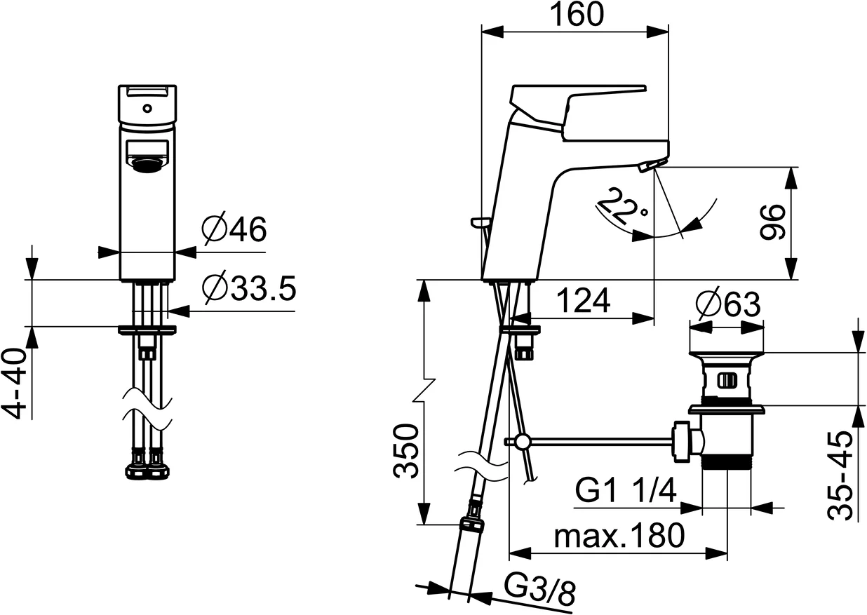 HansaTWIST Waschtischarmatur Einhebelmischer HansaTWIST XL 0901 Chrom