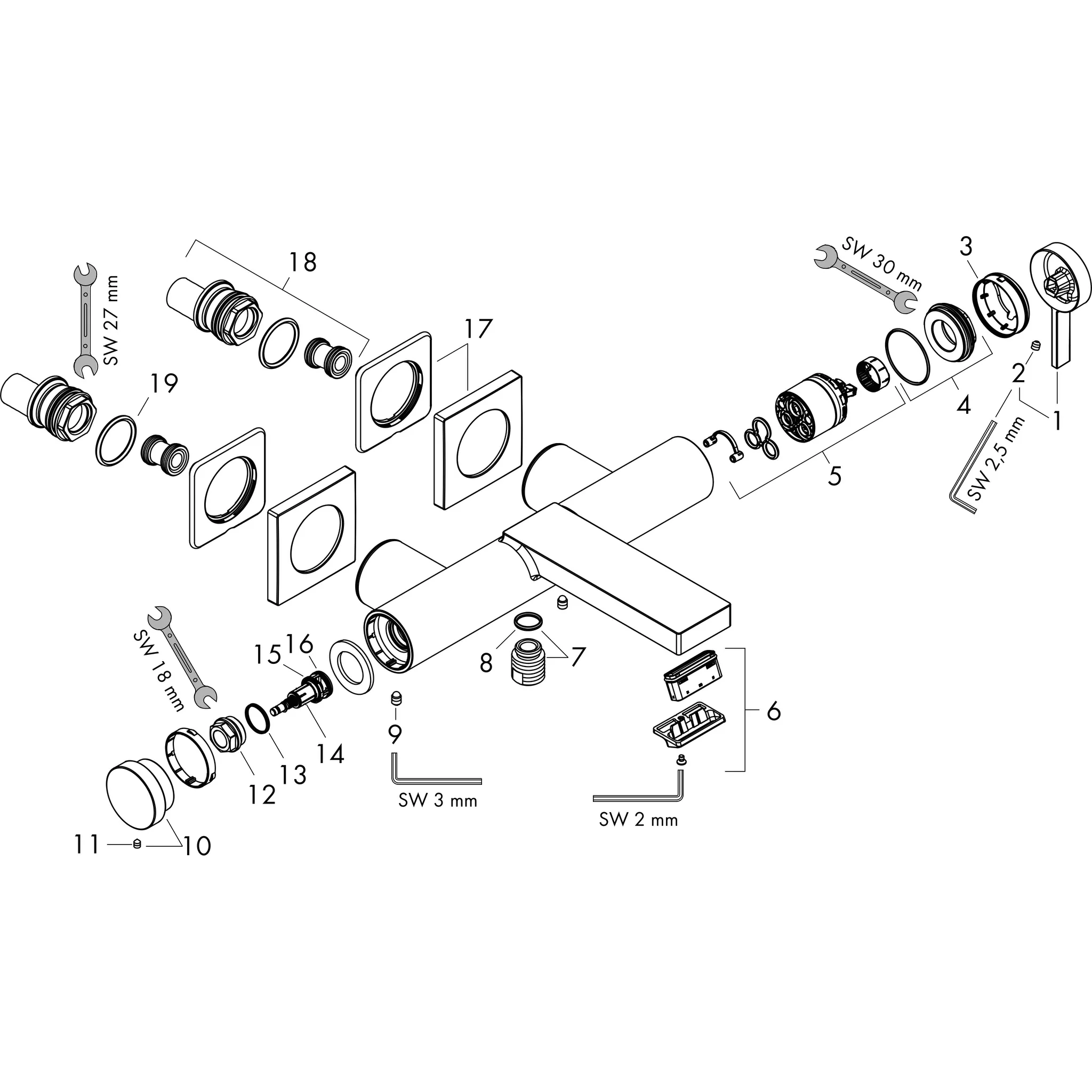 Hansgrohe Tecturis E Einhebel-Wannenmischer Aufputz, Chrom Hansgrohe Tecturis E Einhebel-Wannenmischer Aufputz, Chrom