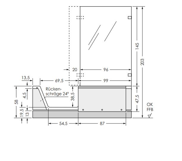 repaBAD Duschbadewanne links, Nische „Easy-In“ 180 cm